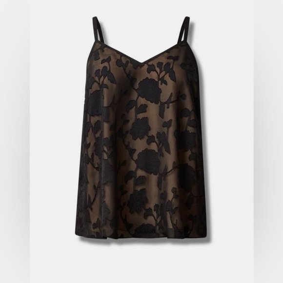 Women’s Torrid 2 Nude Black Lace Sophie Clip Chiffon Swing Cami 2X 2XL XXL - Picture 10 of 13